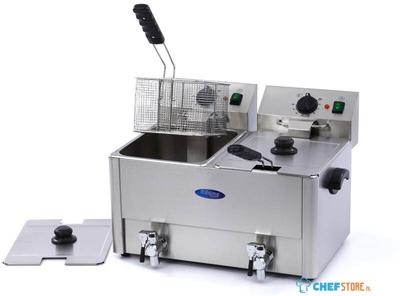 Maxima Frituurpan - 2x 8 L - 2 Manden - met Tapkraan - 09300416