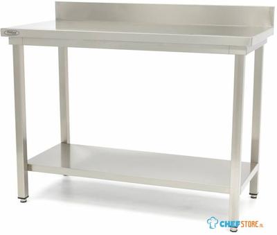 Maxima Werktafel RVS - 80 X 60 cm - Verstelbare Hoogte - met Spatrand en Onderschap - 09300977