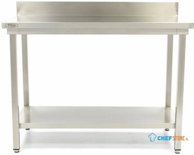 Maxima Werktafel RVS - 120 X 60 cm - Verstelbare Hoogte - met Spatrand en Onderschap - 09300983