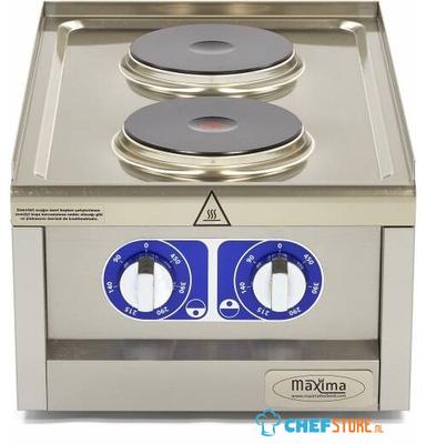 Maxima Kookplaat Horeca - 2 Pitten - Enkel - 60 cm Diep - Elektrisch - 09391550