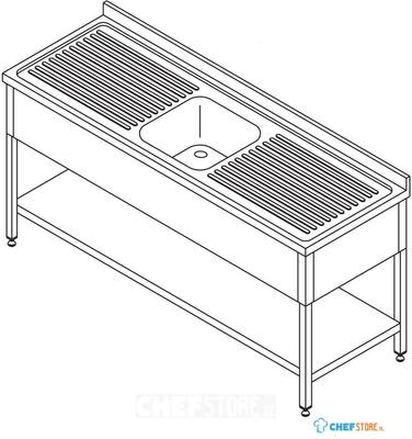 Maxima Spoeltafel - 140 X 70 cm - 1 Wasbak - incl. Spatrand en Onderschap - 09393959