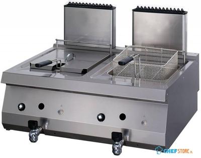 Maxima Heavy Duty Friteuse - 2 X 12 L - Dubbel - 70 cm Diep - met Tapkraan - Gas - 09395003