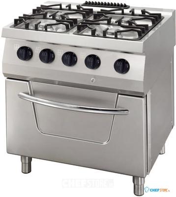 09396114 Heavy Duty Fornuis - 4 Pitten - Dubbel - 70 cm Diep - 33 kW - Gas incl. Elektrische Oven