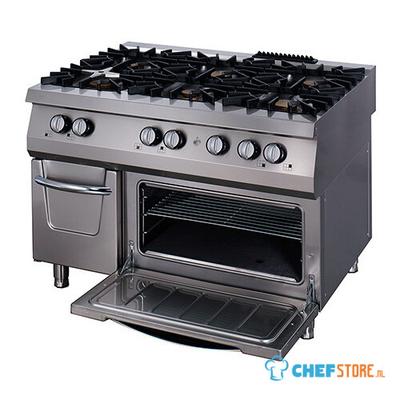 Maxima Premium Fornuis - 6 Pitten - Driedubbel - 90 cm Diep - Gas Incl. Elektrische Oven - 09398507