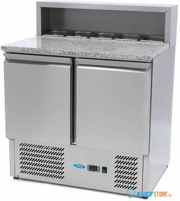 Maxima Pizzawerkbank - 90 cm - 2 Deuren - 5 X 1/6 GN - incl. RVS Afdekking - 09400200