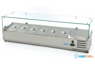 Maxima Opzetkoelvitrine - 140 cm - 6 X 1/3 GN Bakken - 09400323