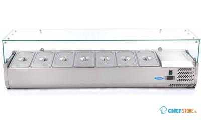 Maxima Opzetkoelvitrine - 160 cm - 7 X 1/3 GN Bakken - 09400329