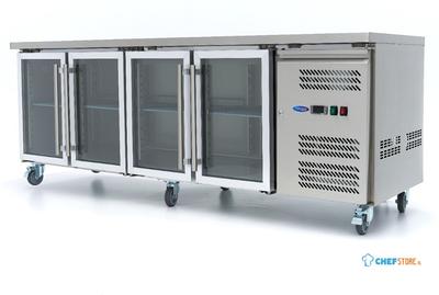 Maxima Koelwerkbank - 553 L - 223 cm - 4 Glazen Deuren - 09400409