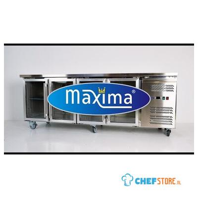 Maxima Koelwerkbank - 553 L - 223 cm - 4 Glazen Deuren - 09400409