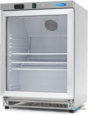 Maxima Koelkast - 200 L - RVS - met Glazen Deur - 09405010
