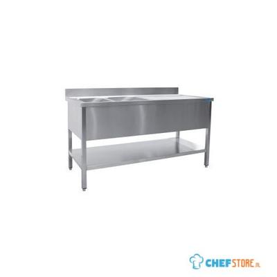 SARO Spoeltafel met Twee Wasbakken Links 600 mm Diepte 1200 Mm - 600-2535L 1