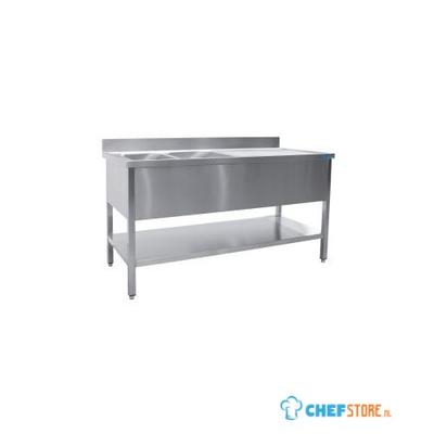 SARO Spoeltafel met Twee Wasbakken Links 600 mm Diepte 1400 Mm - 600-2540L 1