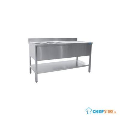SARO Spoeltafel met Twee Wasbakken Links 600 mm Diepte 1800 Mm - 600-2550L 1