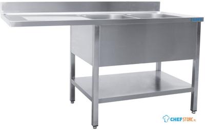 SARO Spoeltafel met Twee Wasbakken Rechts 600 mm Diepte 1800 Mm - 600-2615R 1