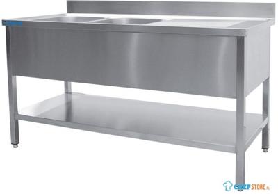 SARO Spoeltafel met Twee Wasbakken Links 700 mm Diepte 1200 Mm - 700-2535L 1