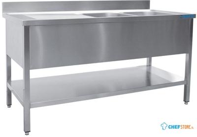 SARO Spoeltafel met Twee Wasbakken Rechts 700 mm Diepte 1800 Mm - 700-2550R 1