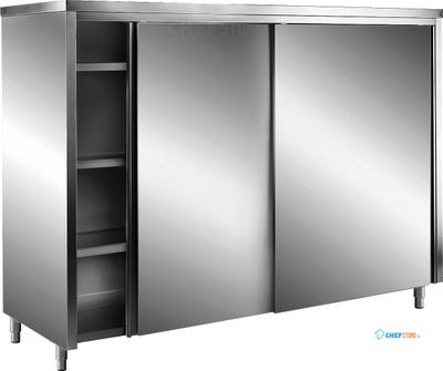 SARO RVS Opbergkasten met Schuifdeuren AISI 430 Plat Dak 1400x700 - 700-8110 1