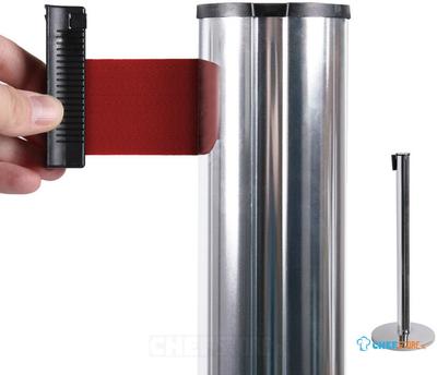 Syna Afzetpaal Flexi Chroom met 2,7 M Trekband Rood - BBCHROMERED