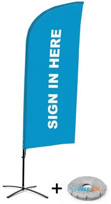 Syna Beach Flag Alu Wind Complete Set hier Melden Blauw Engels Kruisvoet - BFAW310-CB30-WB-I114