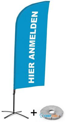 Syna Beach Flag Alu Wind Complete Set hier Melden Blauw Duits Kruisvoet - BFAW310-CB30-WB-I115