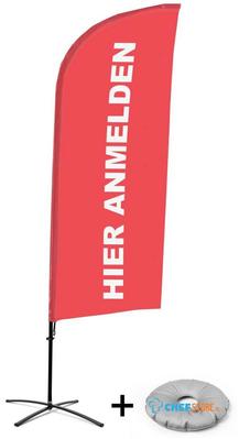 Syna Beach Flag Alu Wind Complete Set hier Melden Rood Duits Kruisvoet - BFAW310-CB30-WB-I118