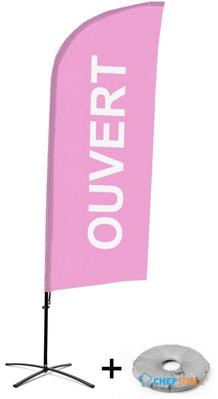 Syna Beach Flag Alu Wind Complete Set Open Roze Frans Kruisvoet - BFAW310-CB30-WB-I489