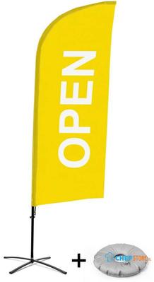 Syna Beach Flag Alu Wind Complete Set Open Geel Engels Kruisvoet - BFAW310-CB30-WB-I61