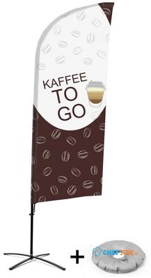 Syna Beach Flag Alu Wind Complete Set Coffee To Go Duits Kruisvoet - BFAW310-CB30-WB-I64