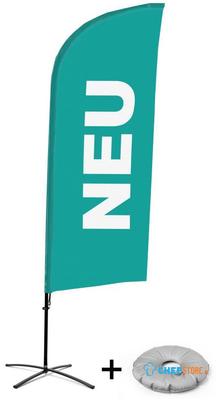Syna Beach Flag Alu Wind Complete Set Nieuw Turquoise Duits Kruisvoet - BFAW310-CB30-WB-I81