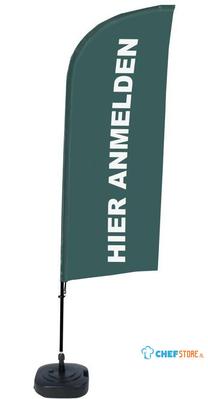 Syna Beach Flag Alu Wind Complete Set hier Melden Grijs Duits - BFAW310-WT21-I112