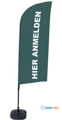 Syna Beach Flag Alu Wind Complete Set hier Melden Grijs Duits - BFAW310-WT21-I112
