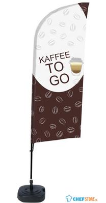 Syna Beach Flag Alu Wind Complete Set Coffee To Go Duits - BFAW310-WT21-I64