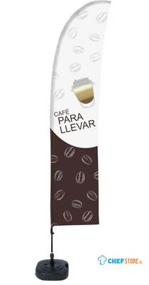 Syna Beach Flag Budget Wind Complete Set Koffie To Go Spaans ECO Printmateriaal - BFBL-WT21-17-I142ECO