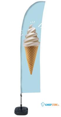 Syna Beach Flag Budget Wind Complete Set Ice Cream Spaans ECO Printmateriaal - BFBL-WT21-17-I171ECO
