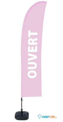 Syna Beach Flag Budget Wind Complete Set Geopend Roze Frans ECO Printmateriaal - BFBL-WT21-17-I489ECO
