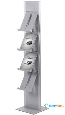 Syna Brochurerek Totem Zilver met Stalen Legplanken - BRT4S