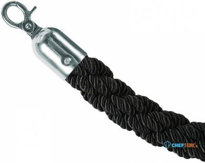 Syna Zwart Gedraaid Koord met Chromen Clips - BSRRPCHRBLACK