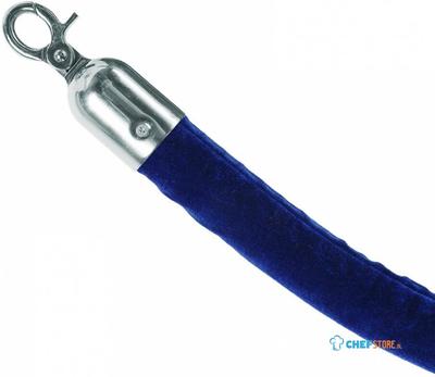 Syna Blauw Velours Koord met Chromen Clips - BSRRPCHRBLUE