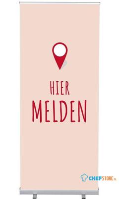 Syna Roll-Banner Budget 85 Complete Set hier Melden Rood Nederlands - RBB085LSFI358