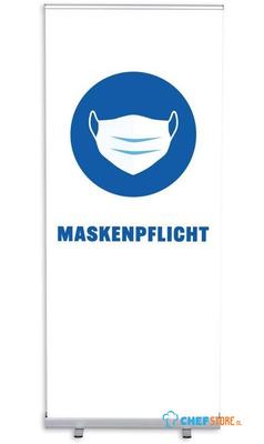 Syna Roll-Banner Budget 85 Complete Set Mondkapje Verplicht Wit Duits - RBB085LSFI607