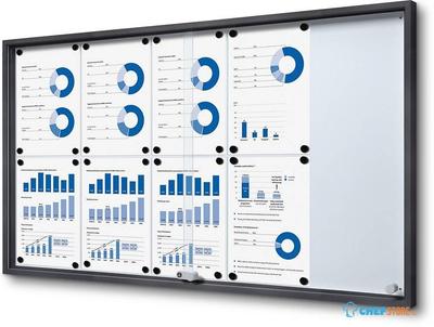 Syna Vergrendelbaar Notitiebord met Schuifdeuren Slim 10 X A4 Antraciet - SCSLG10XA4C7016JS