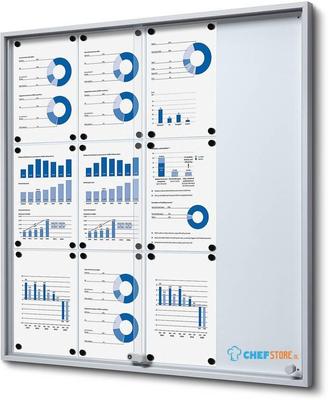 Syna Vergrendelbaar Notitiebord met Schuifdeuren Slim 12x A4 - SCSLG12XA4
