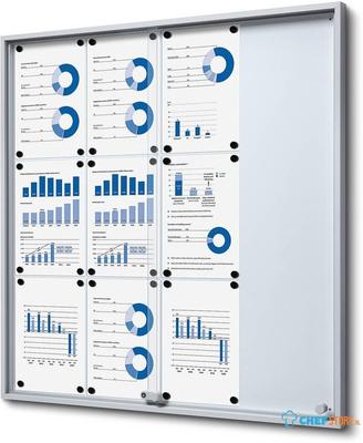 Syna Vergrendelbaar Notitiebord met Schuifdeuren Slim 12x A4 - SCSLG12XA4