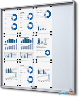 Syna Indoor Vergrendelbaar Notitiebord met Schuifdeuren Slim met Veiligheidshoeken 12 X A4 - SCSLR12XA4