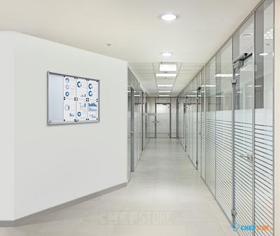 Syna Indoor Vergrendelbaar Notitiebord met Schuifdeuren Slim met Veiligheidshoeken 15 X A4 - SCSLR15XA4