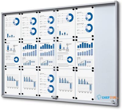 Syna Indoor Vergrendelbaar Notitiebord met Schuifdeuren Slim met Veiligheidshoeken 18 X A4 - SCSLR18XA4