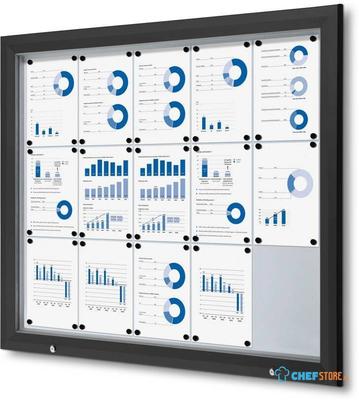 Syna Vergrendelbaar Notitiebord Outdoor met Gasveer 15x A4 RAL 9005 - SCT15XA4PHC9005