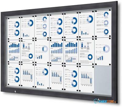 Syna Vergrendelbaar Notitiebord Outdoor met Gasveer 21x A4 RAL 7016 - SCT21XA4PHC7016JS