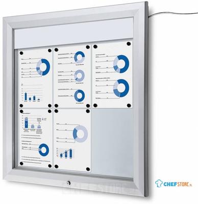 Syna Vergrendelbaar Notitiebord Outdoor Verlicht Logo 6x A4 - SCT6XA4PHLED