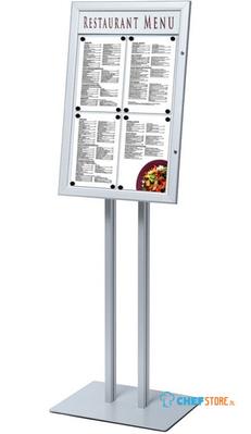 Syna Menustandaard LED Verlicht Zilver 4x A4 - SCZPOLE4XA4LED